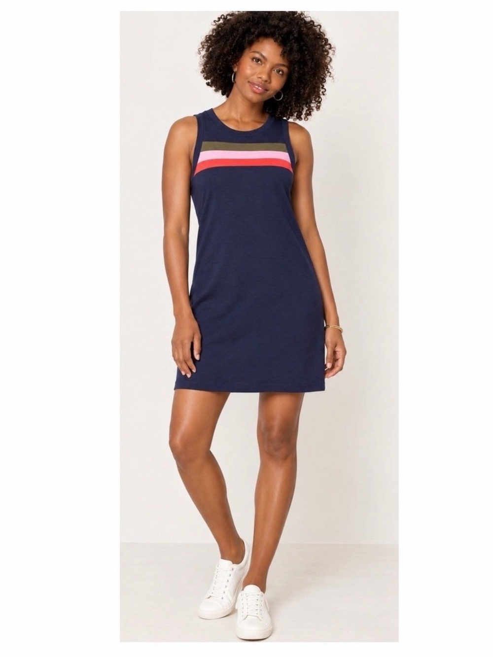 Evereve Bailey Tank Dress in Navy Multi Stripe